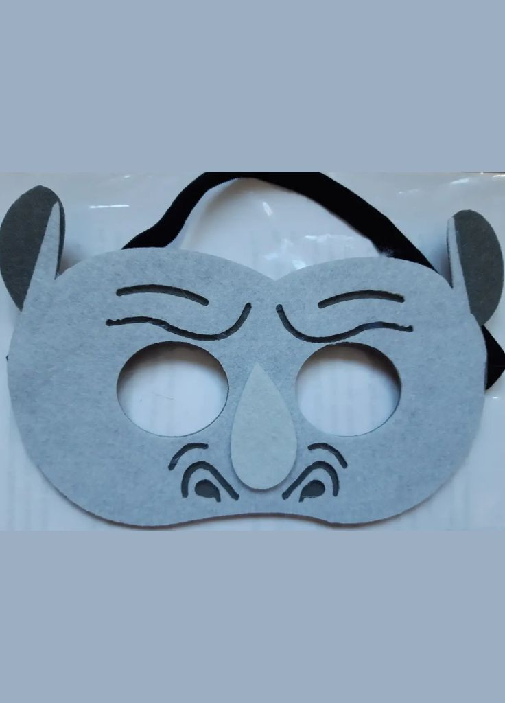 Дитяча маска Носоріг 11 на 18 см сірий Jannet Маска (317170130)