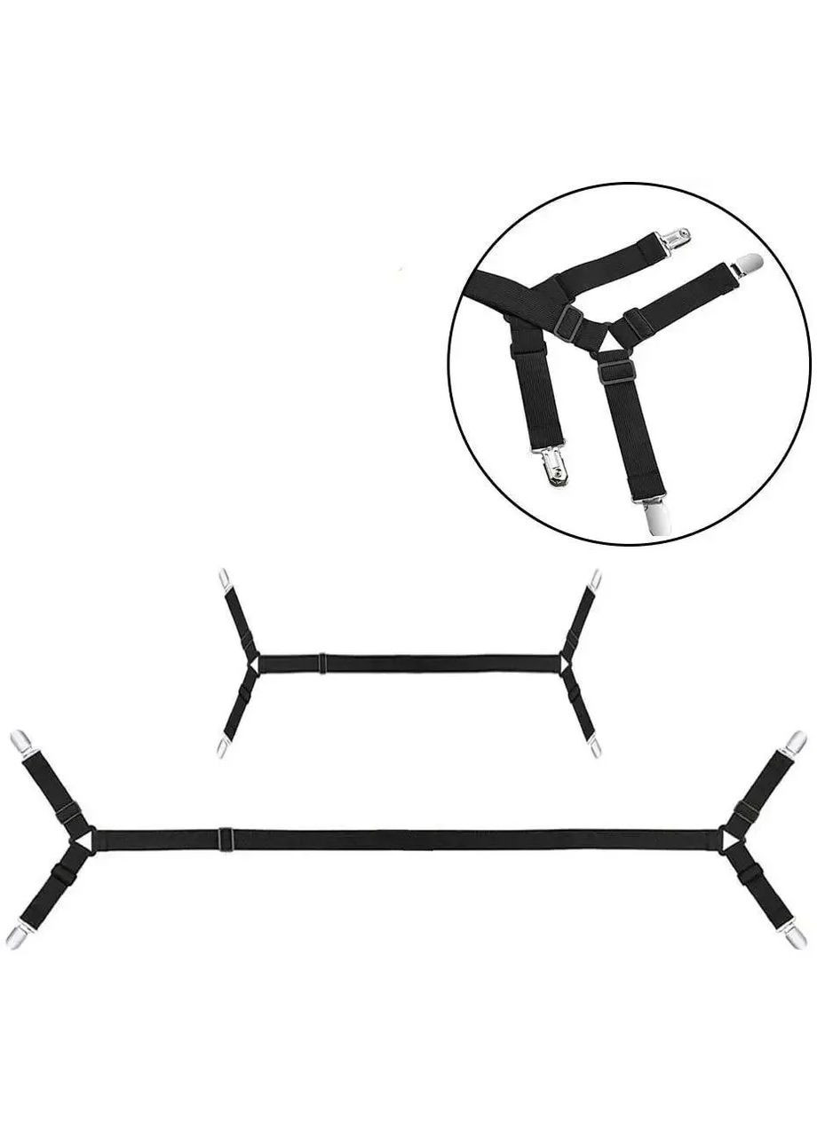 Держатели для простыни. Фиксаторы, резинки, подтяжки на матрас, крепления для постельного белья (0125/black) No Brand (371798336)