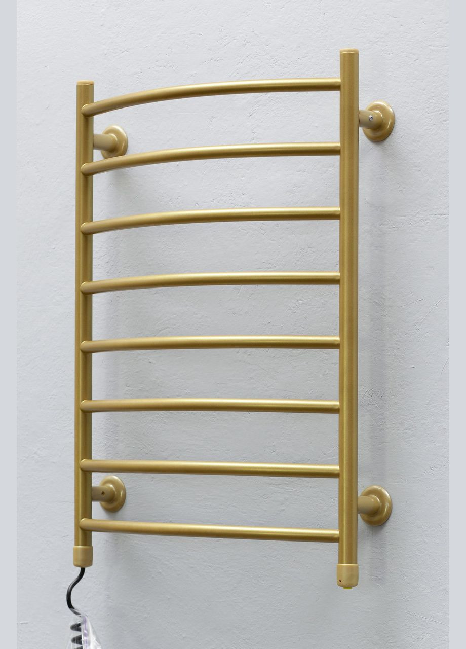 Полотенцесушитель Овал плюс золото металлик левосторонний с кнопочным регуляторомМощностиЗима-Лето Теплий світ (317937518)