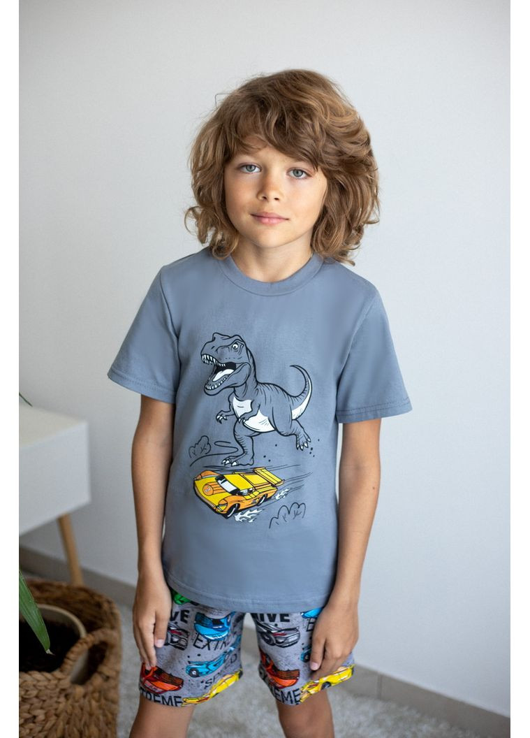Сіра піжама для хлопчиків 02-2718-01н 98 см дино Авекстекс