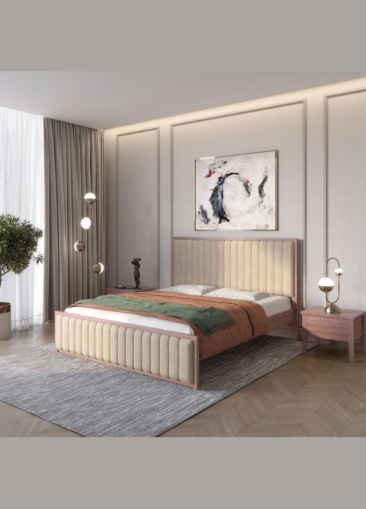 Полуторная деревянная кровать Вена /Аляска 23 (Бежевый) 120х190 см (MBG-10772) Mebigrand (366085486)