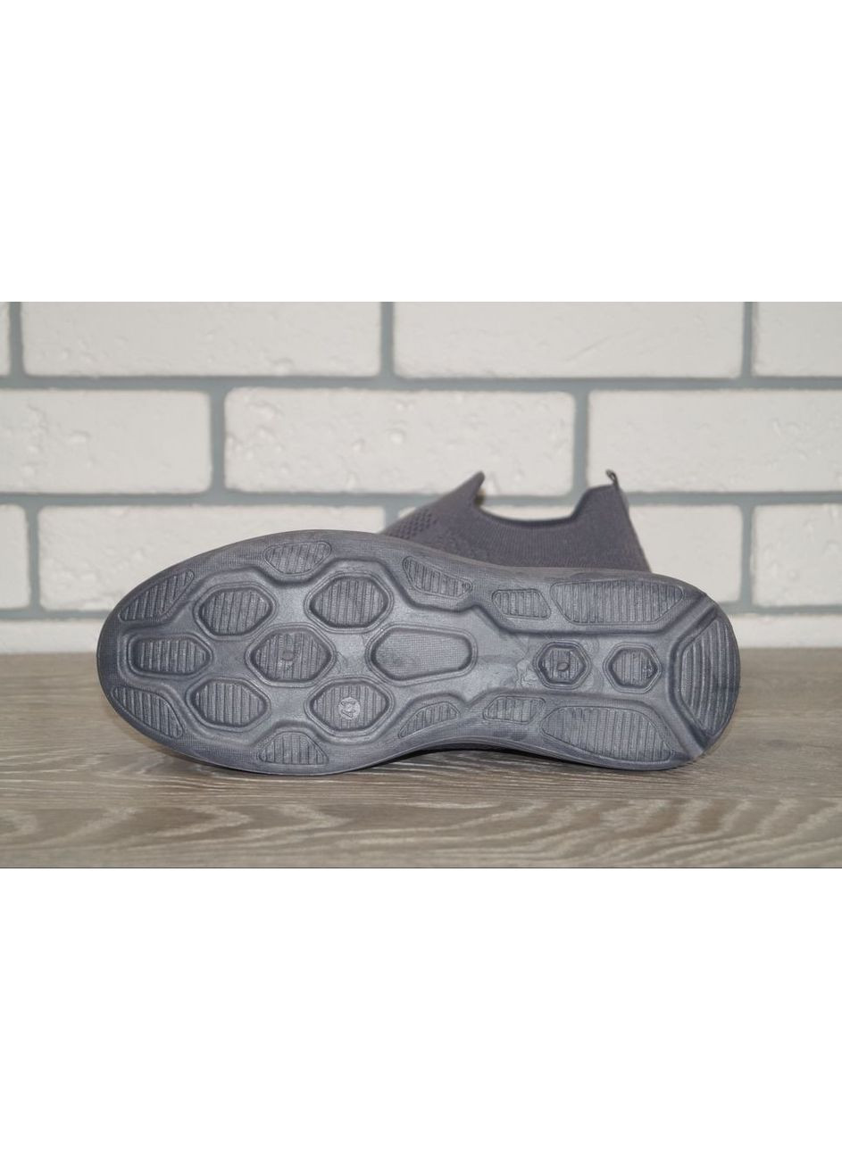 Сірі Осінні підліткові текстильні кросівки без шнурків сірі BDDS