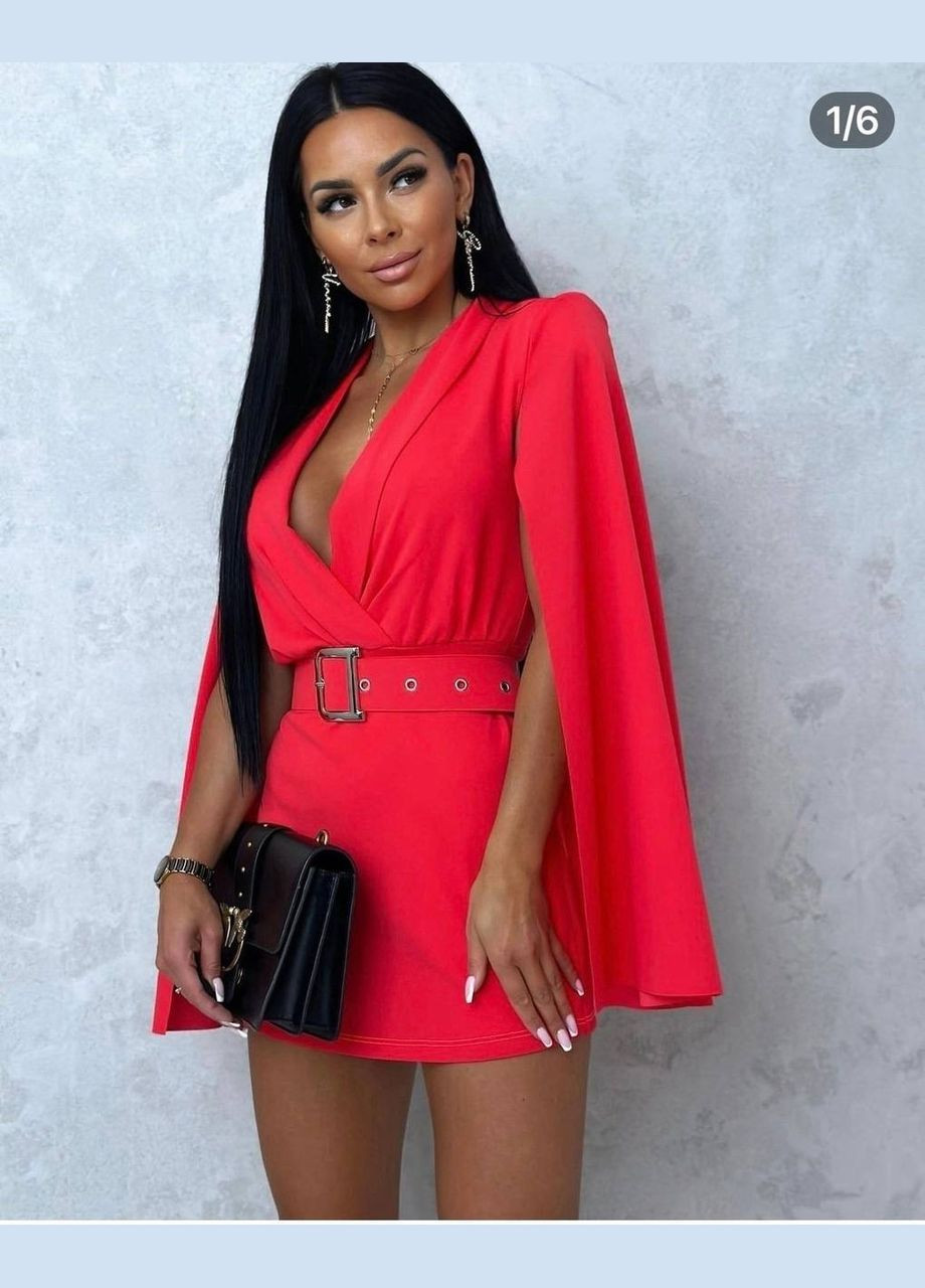 Комбінезон жіночий No Brand комбінезон-шорти однотонний кораловий святковий, коктейльний, діловий, відвертий, повсякденний, кежуал, джинсовий, вечірній костюмна