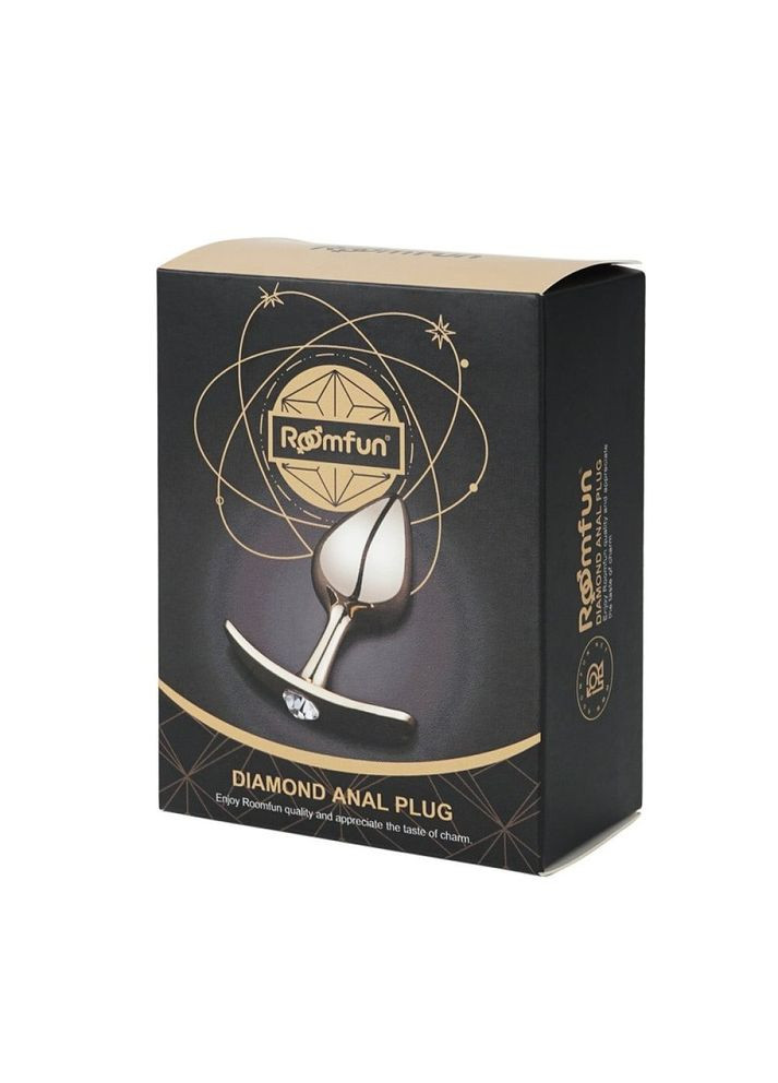 Анальная пробка с камешком, золотистая, L Roomfun (335425673)