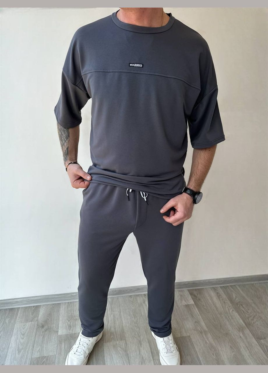 Графітовий демісезонний чоловічий костюм No Brand