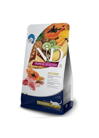 Сухой низькозерновий корм N&D TROPICAL SELECTION для стерилізованих дорослих котів з ягням та тропічними фруктами, 300г(*) Farmina (304424624)