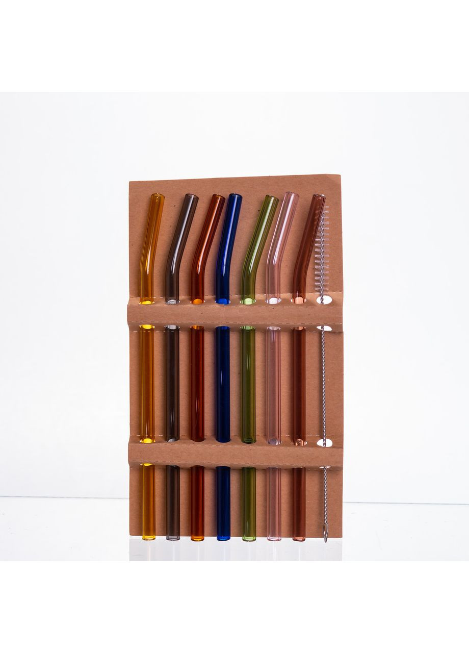 Набір скляних соломинок із щіточкою, багаторазові трубочки для коктейлів напоїв (7+1) 64486-82 Yiwu (369446669)