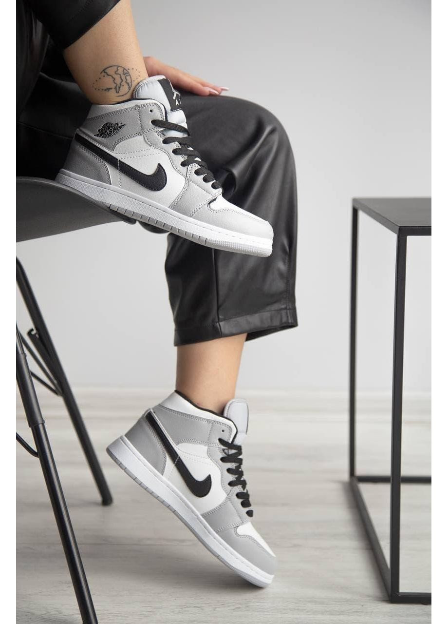 Серые зимние кроссовки мужские nike air jordan 1 grey fur 2.0 найк аир джордан No Brand