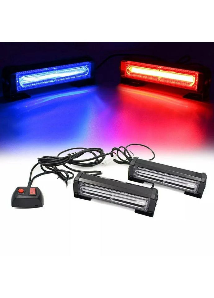 Стробоскопы КРАСНО-СИНИ, LED проблесковые маячки, полицейские мигалки (2 COB LED фонаря 30 Вт 9 ABS (369165397)