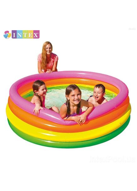 Надувний басейн дитячий від 3 років 56441 Веселка 168х45см 780л 4 кільця Різнокольоровий Intex (366248696)