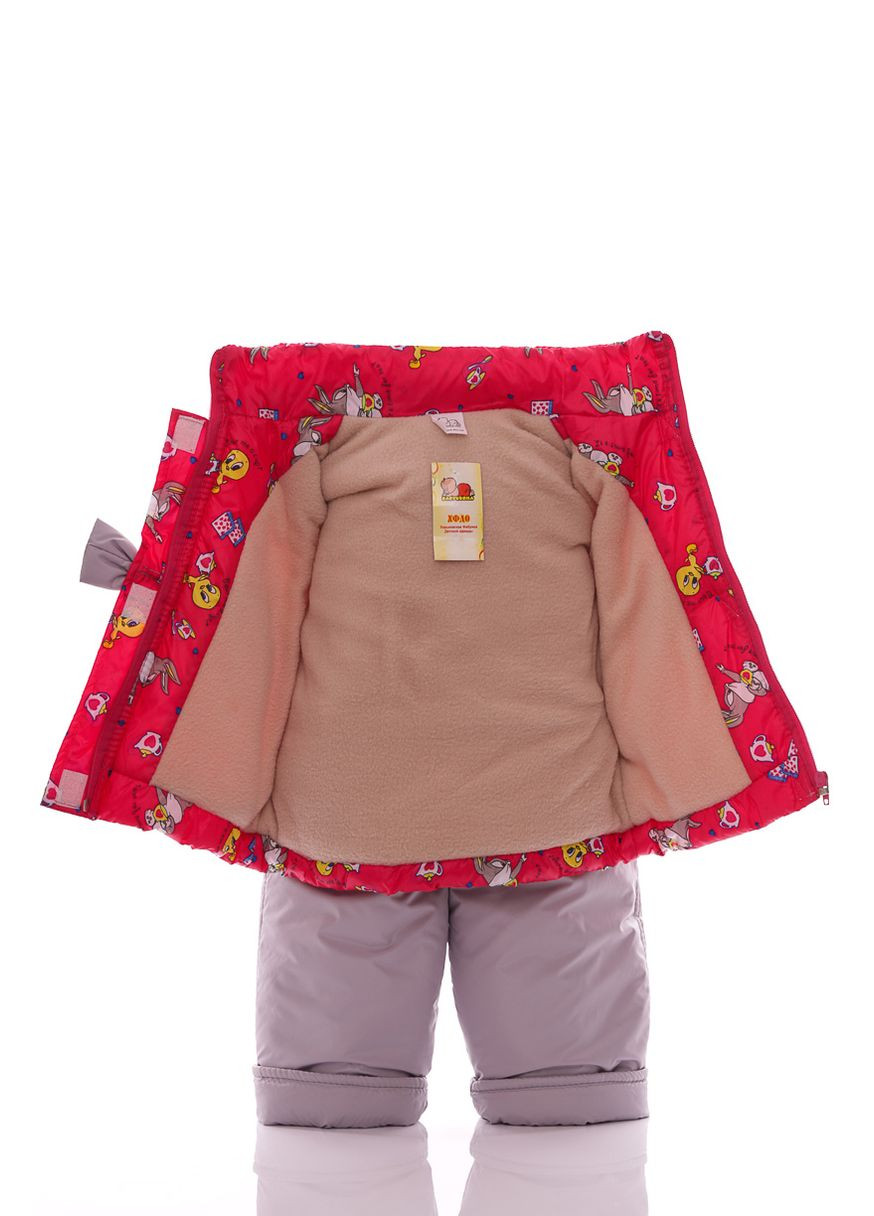 Красный зимний комбинезон на синтепоне для девочки с принтом зайки евро ноль красный 86 см (28409) BABYKROHA