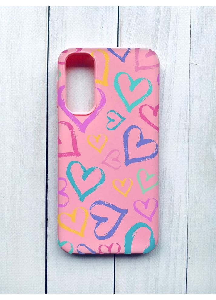 Матовый чехол на Samsung Galaxy A24:: Разноцветные сердечка (принт 332) Creative (360668090)