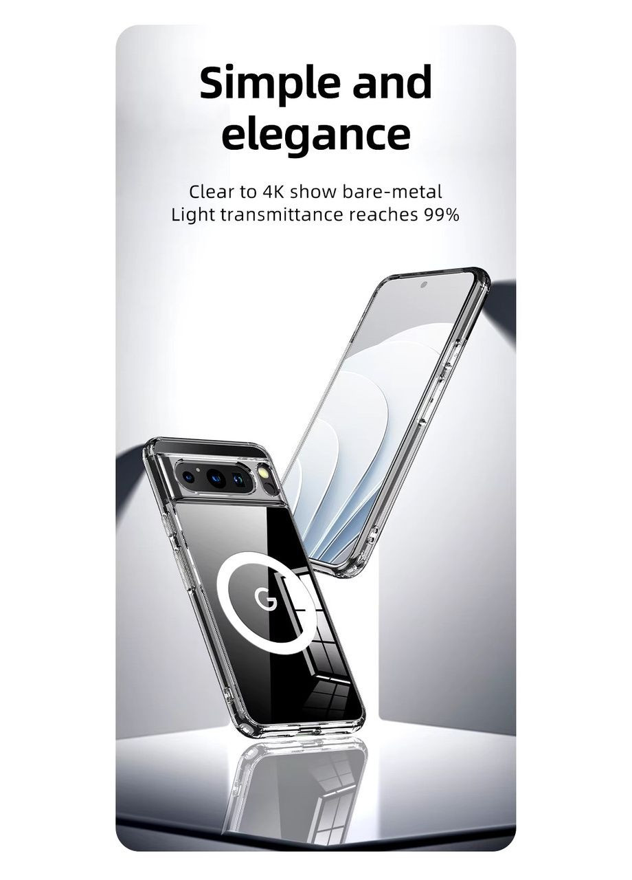 Протиударний чохол для Google Pixel 8 Pro Прозорий MagSafe Viseaon (322212283)