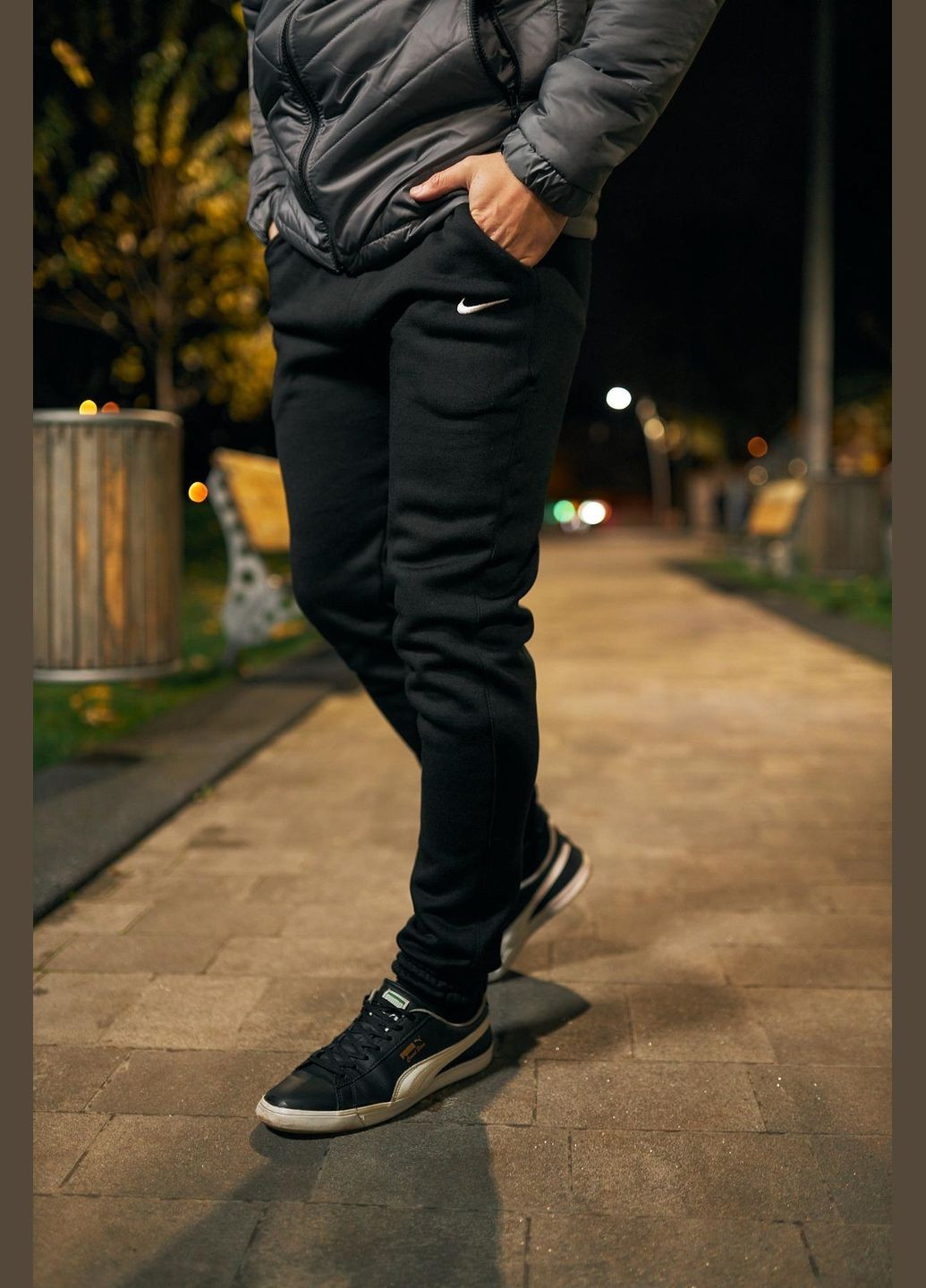 Черные спортивные, повседневный брюки No Brand