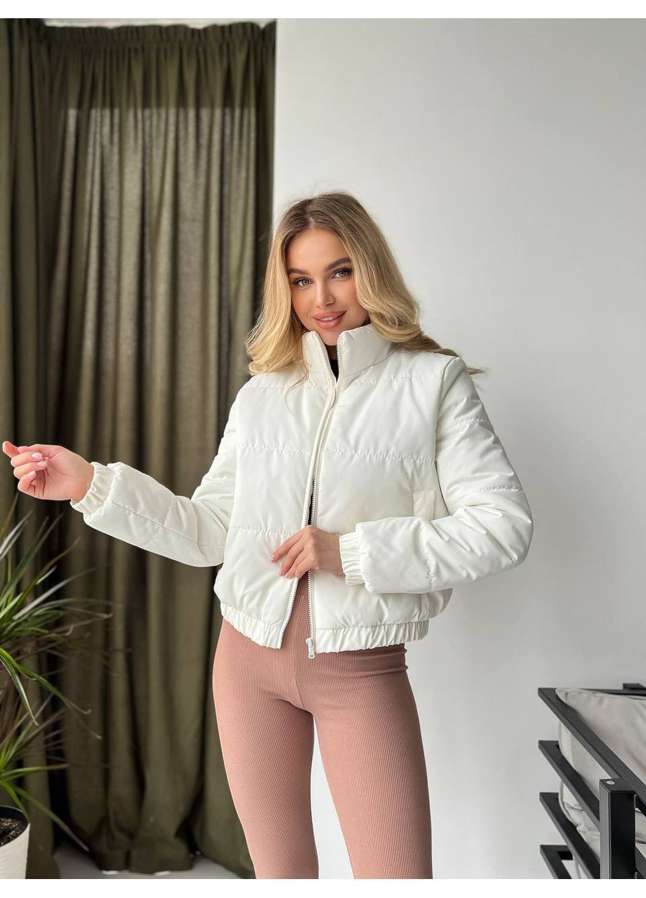 Молочна демісезонна куртка плащівка + синтепон 150 No Brand