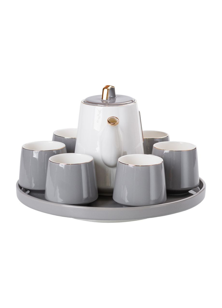 Чайный сервиз на 6 персон с керамической подставкой, серый HP-15-26 Yiwu (351431248)