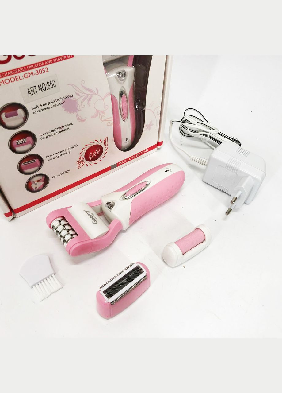 Епілятор депілятор жіночий електричний бездротовий + тример + пемза 3 в 1 GM-3052 Gemei (372908474)