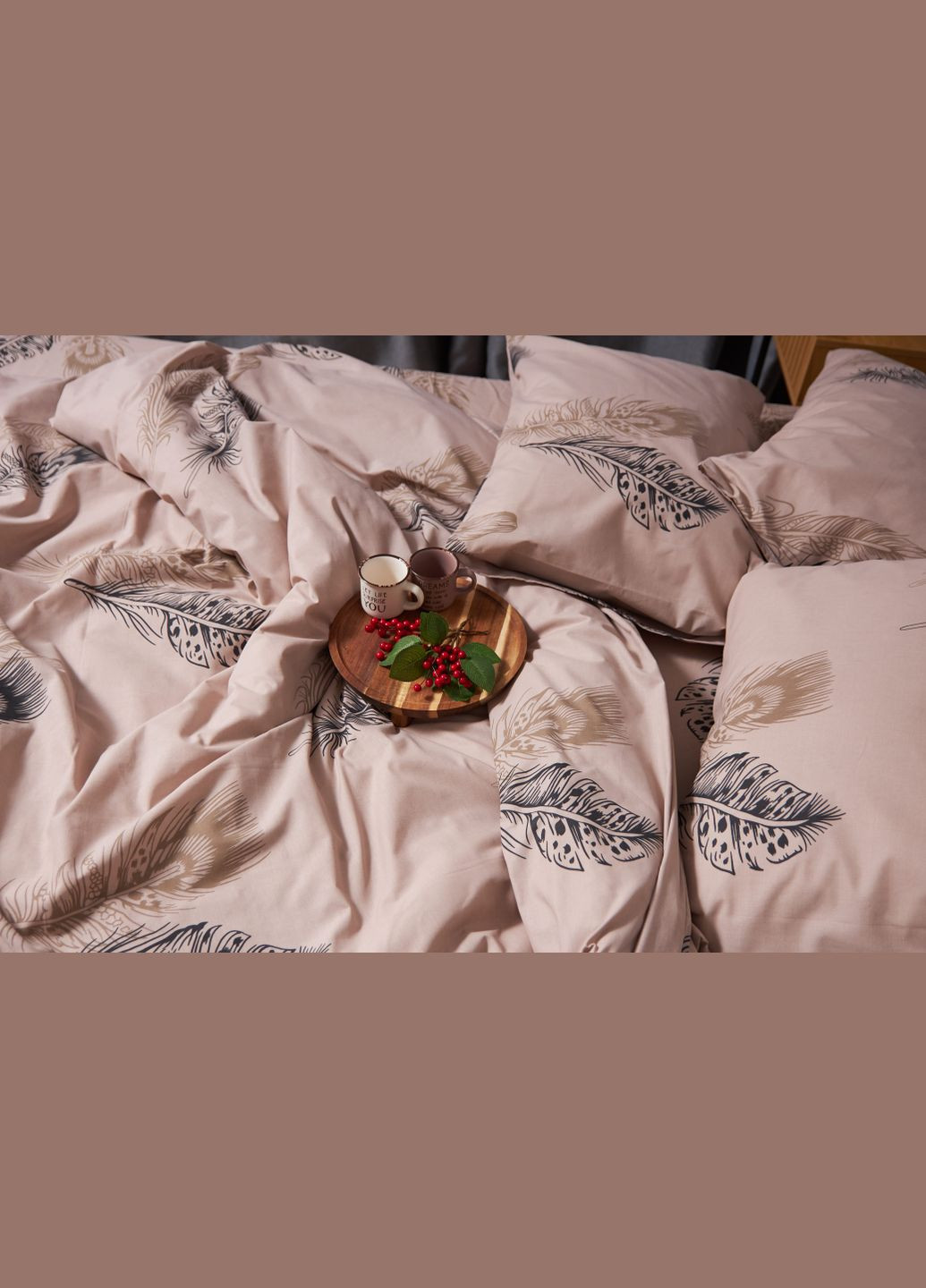 Комплект постільної білизни Бязь Gold Люкс євро 200х220 наволочки 2х70х70 (MS-820004352) Moon&Star Feathers (288536387)