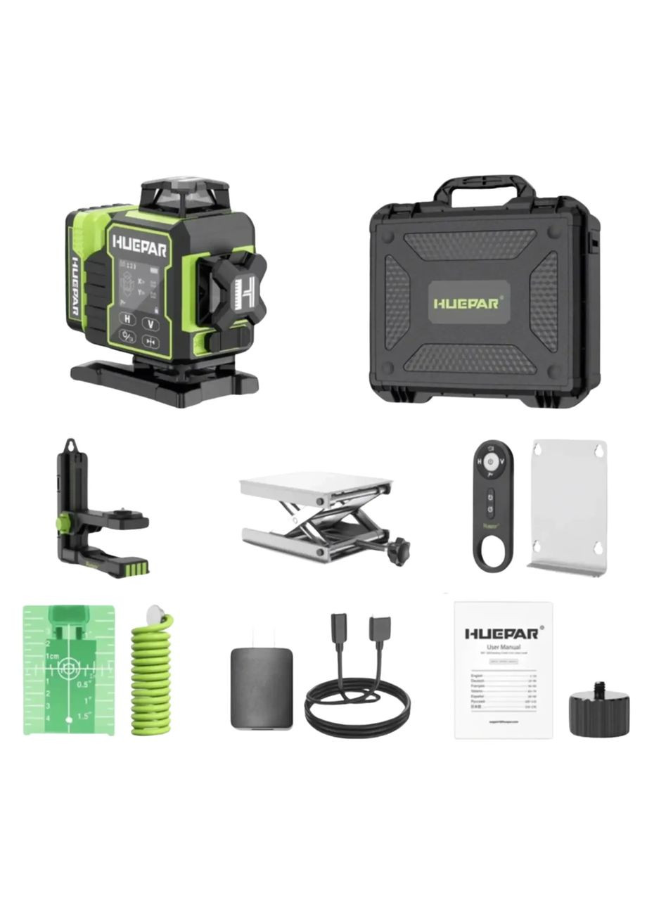 Лазерний рівень нівелір W04CG Premium 4D відкалібрований 16 ліній (без приймача) Huepar (372158640)