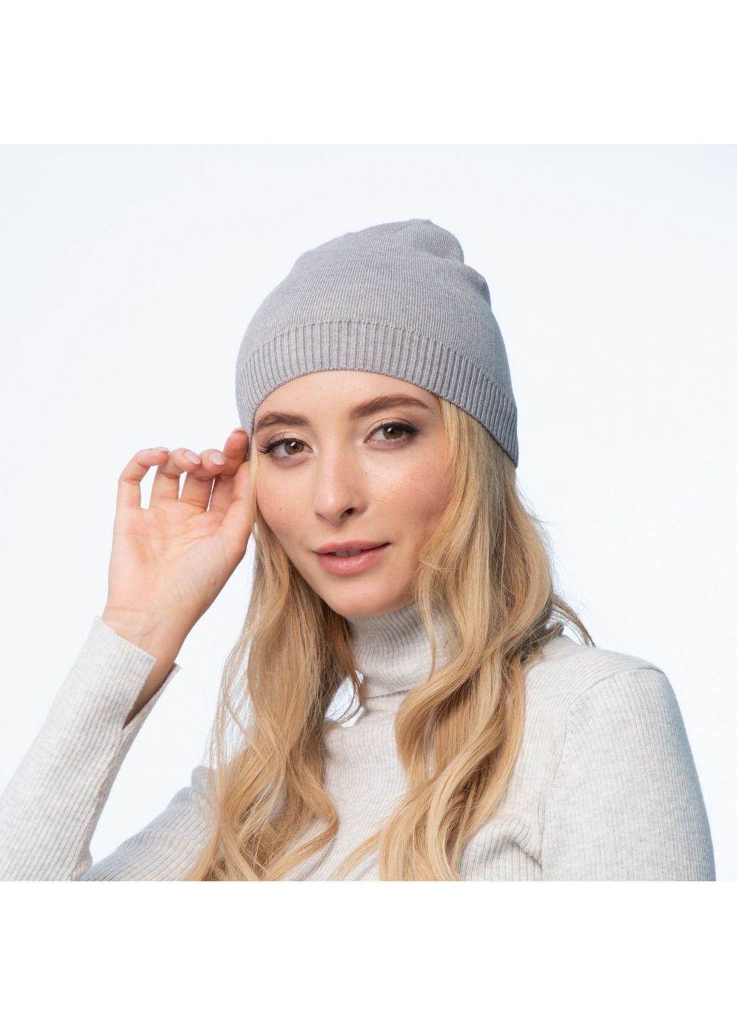Шапка біні жіноча віскоза сіра LUMINA LuckyLOOK 237-384 (322793179)
