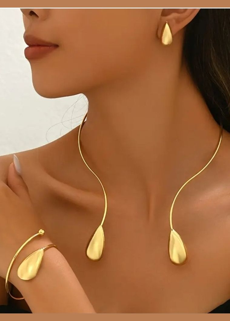 Набір біжутерії золотисте намисто, браслет і сережки, 10-748 Fashion Jewelry (341085626)