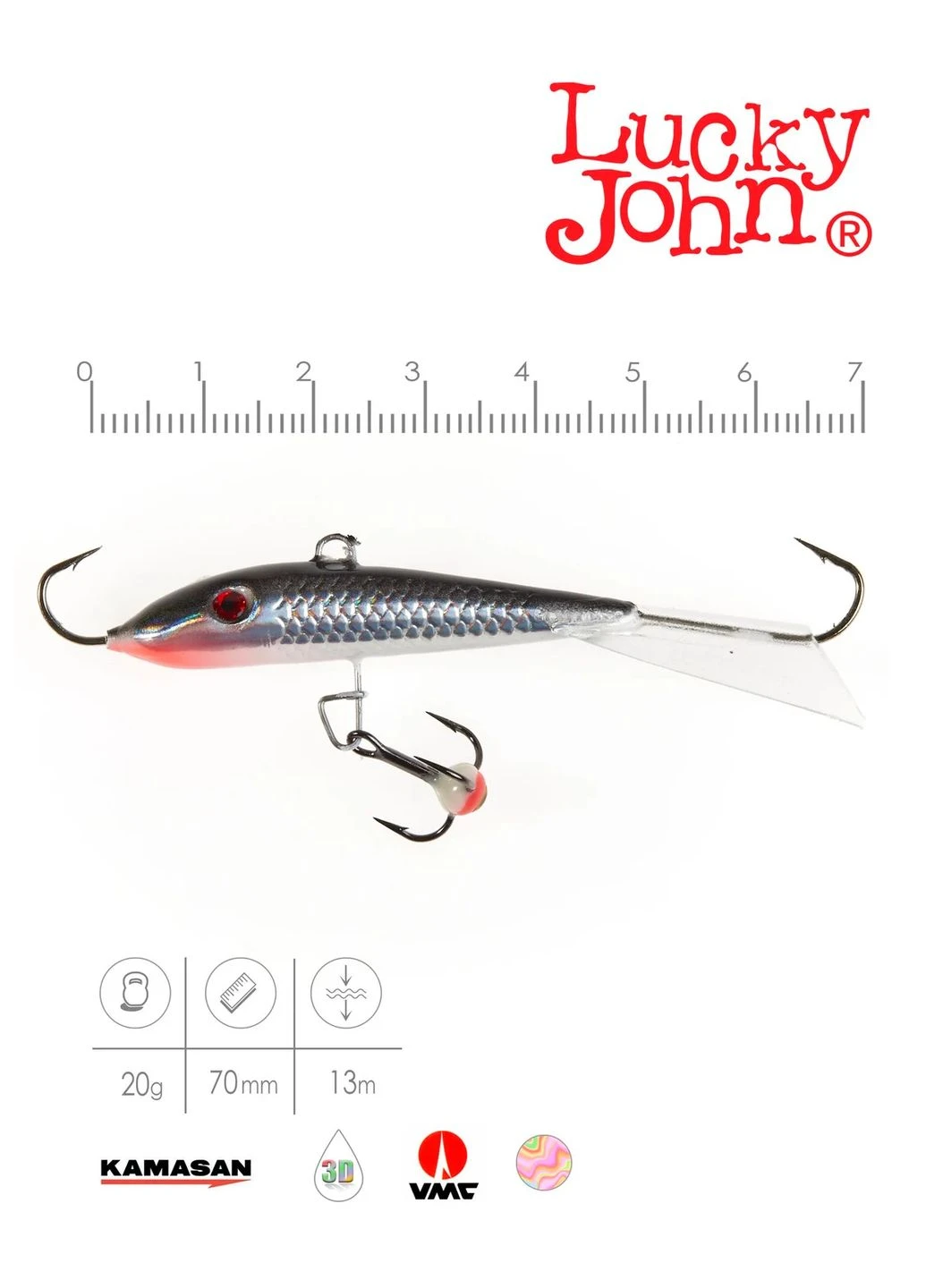 Балансир Lucky John FIN 5 70 мм морозостойкий пластик цвет 13H No Brand (402449746)