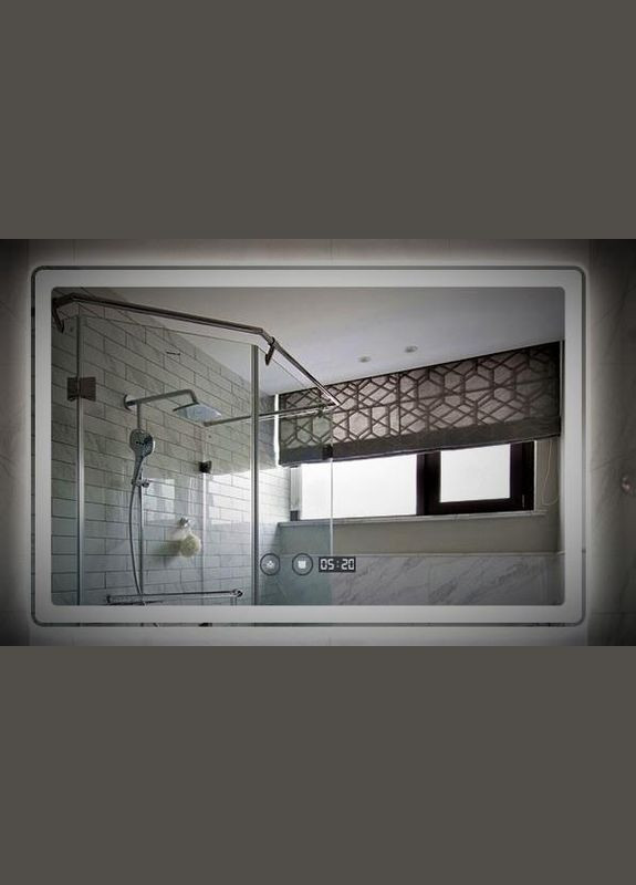 Дзеркало LED DE-M3051 100*75см сенсорне включення + підігрів+ годинник / темп Dusel (316720354)