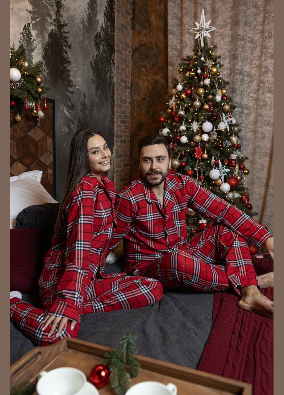 Красная пижама фланелевая рубашка + штаны все размеры No Brand