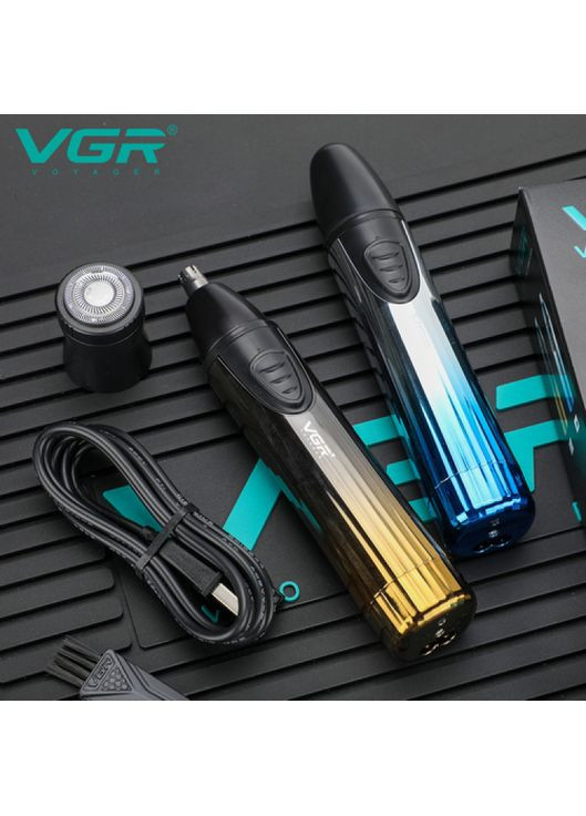 Тример акумуляторний V-626 2в1 для стрижки носа вух та оконтовки IPX5 водонепроникний Type-C Синій VGR (361309657)