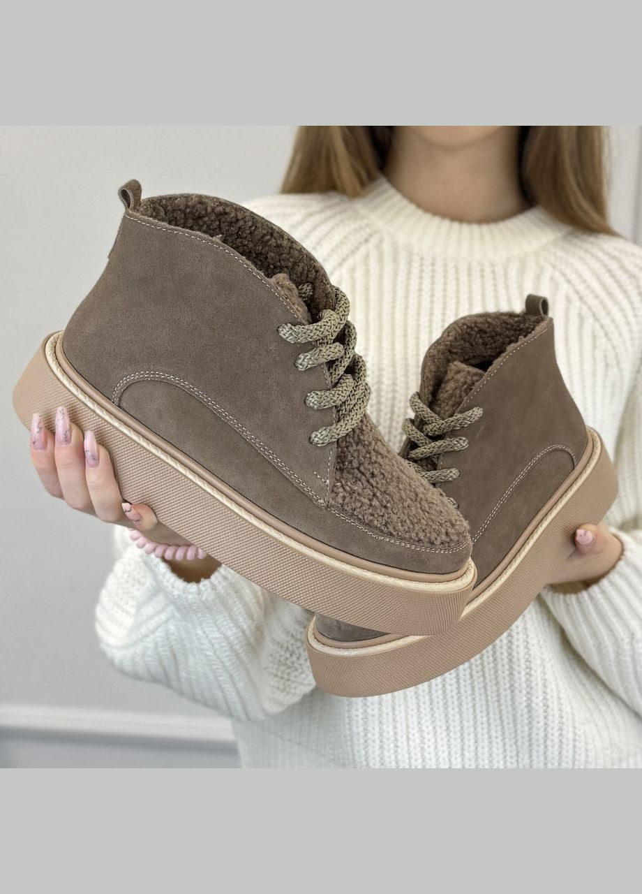 Осенние ботинки женские замшевые на утолщенной подошве. цвет визон Vasha para