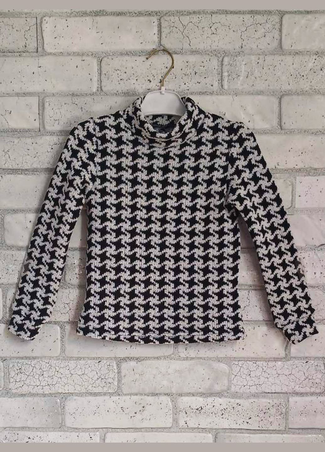 Детская теплая вязаная водолазка гусиные лапки белый, акрил 80% шерсть 20% No Brand (322250315)