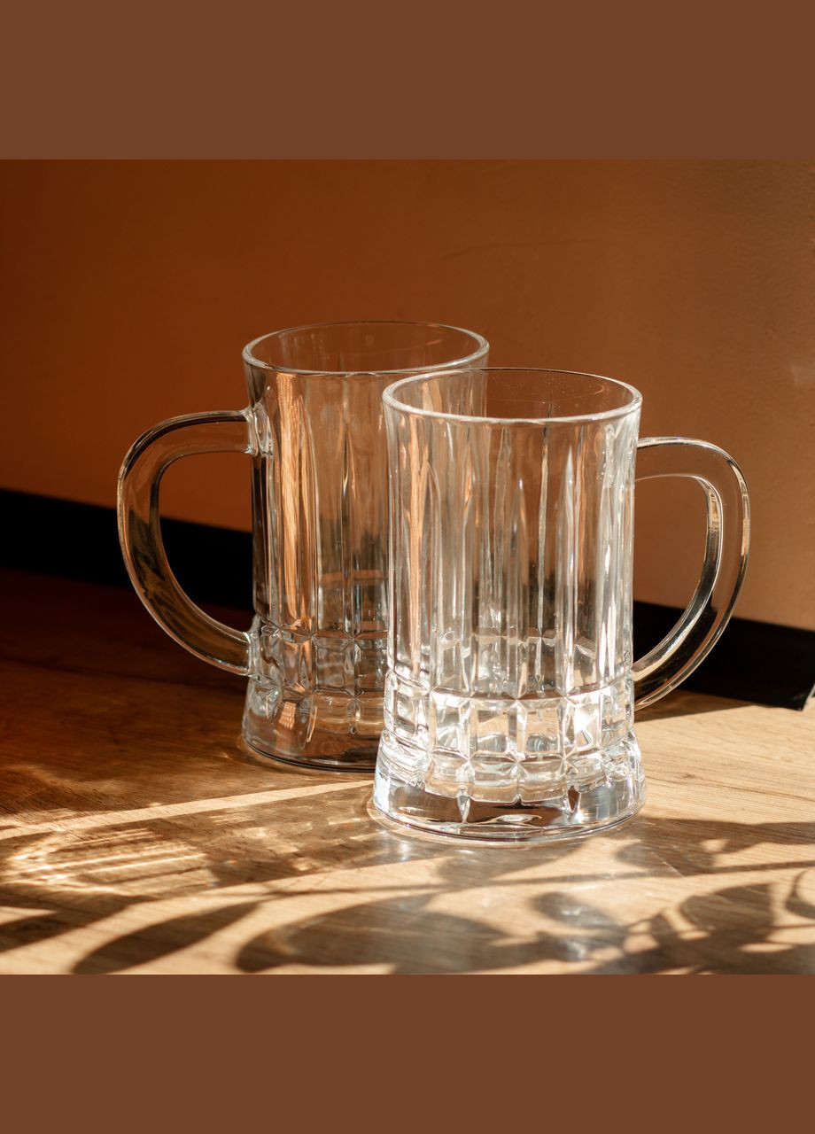 Набор пивных кружек 2 штуки по 530 мл из толстого стекла, прозрачный Yiwu (348431111)