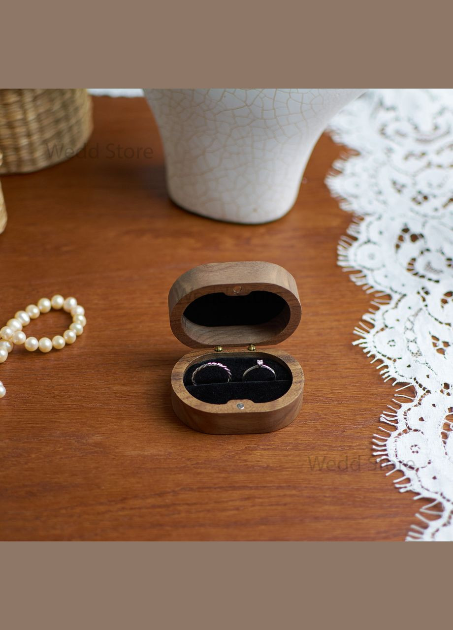 Дерев'яна коробочка-шкатулка для весільних обручок CHELSEA 70х50х35 мм для одного двох кілець No Brand (338436926)