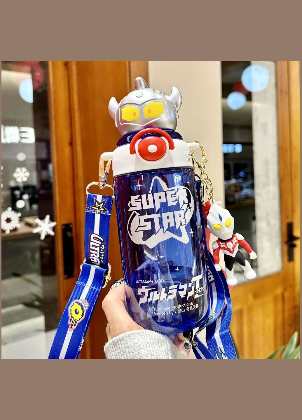 Дитяча пляшка для води Super Star Robot 650 мл, з соломинкою, синій (09878037) Sanrio (326600568)