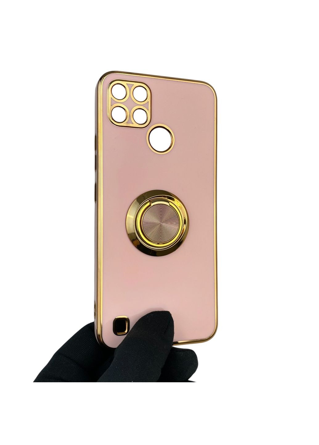 Чехол для C30 с кольцом-подставкой с золотой окантовкой на реалми с30 пудровый gs1 Realme (366229748)