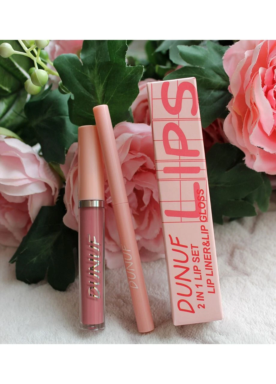 Набор для губ DUNUF 2 в 1 Lip Set 09 — карандаш и жидкая помада для губ No Brand (391414206)