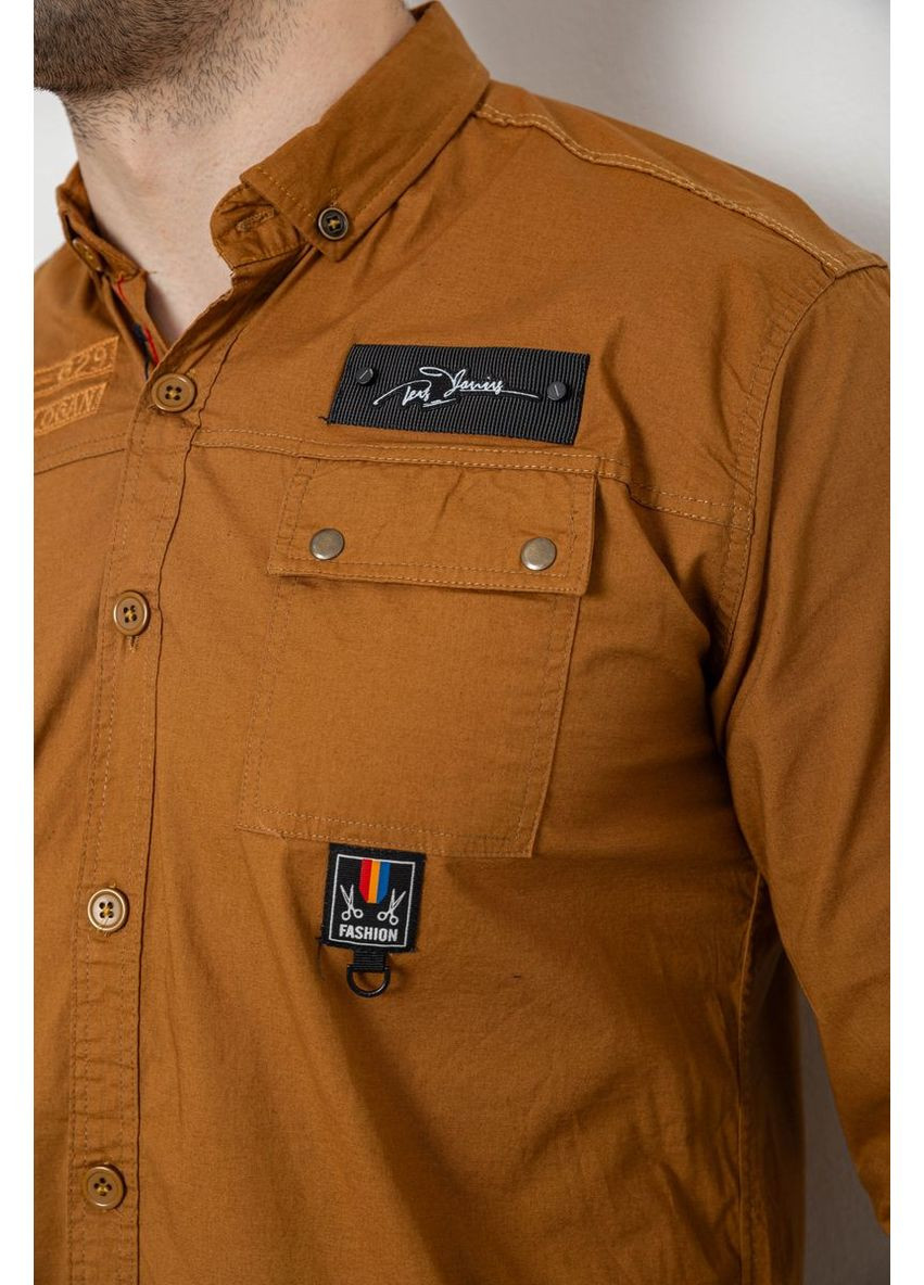 Сорочка чоловіча однотонна з принтом, колір коричневий, 186R01 Ager (373018645)