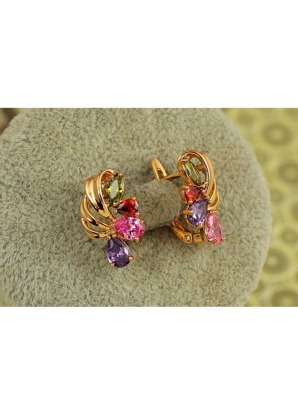 Серьги Корзинка с темными цветными камнями золотистые 1,7 см love-shopping Xuping Jewelry (362910655)