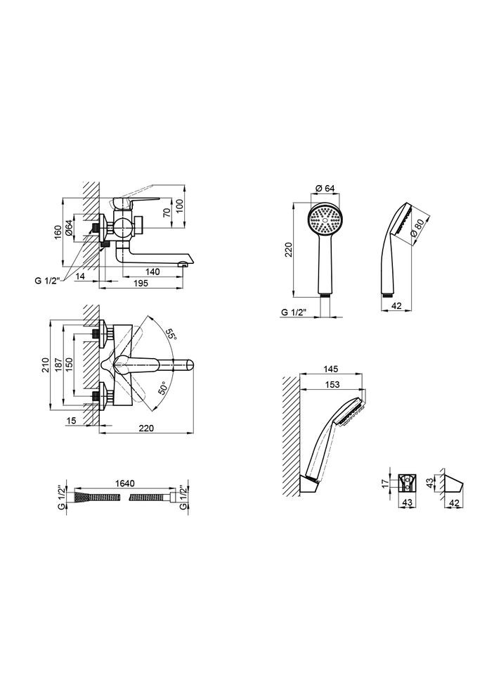 Змішувач для ванни Nicole з поворотним виливом (з душовим гарнітуром) (k35) LDNIC006CRM22139 Chrome LIDZ 006 (323485829)