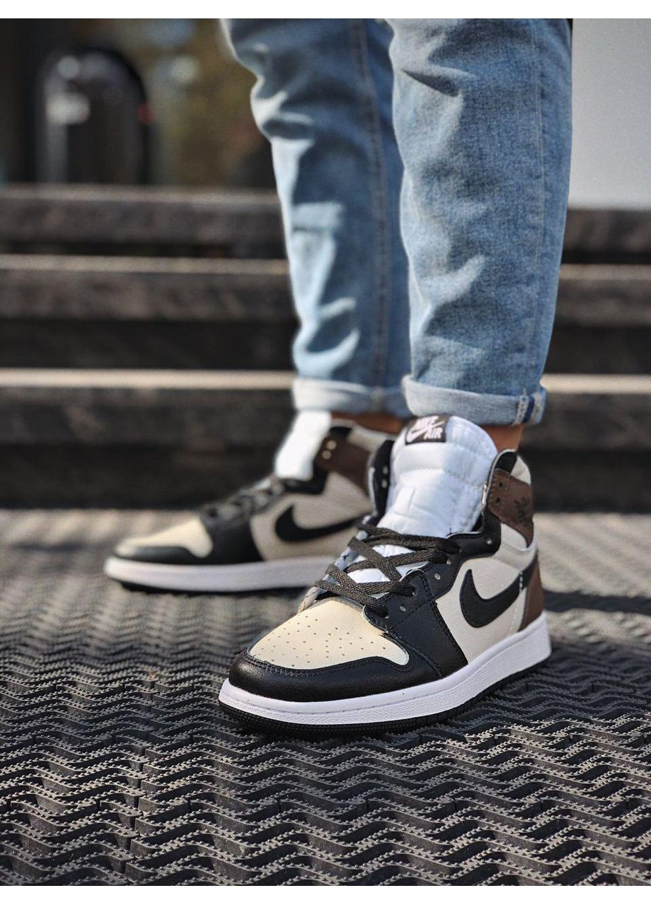 Черные зимние кроссовки мужские nike air jordan 1 high dark mocha найк аид джордан No Brand