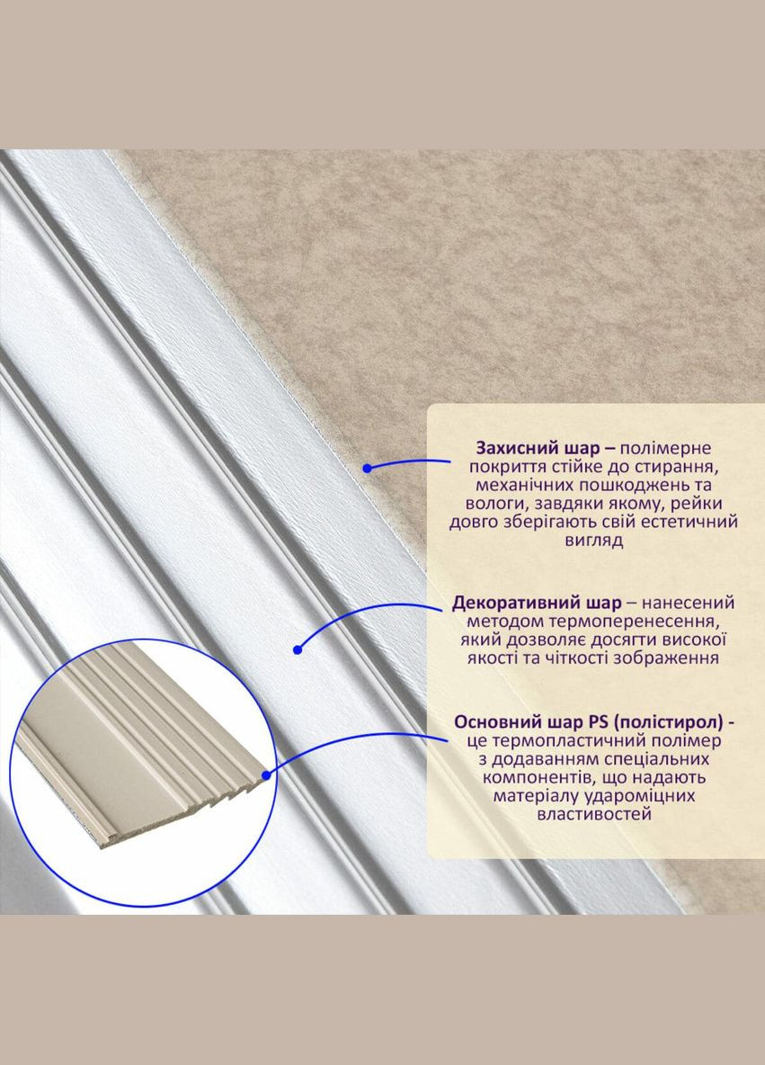 Декоративна PS рейка 2900*160*11мм (D) SW-00002150 Sticker Wall (306632811)