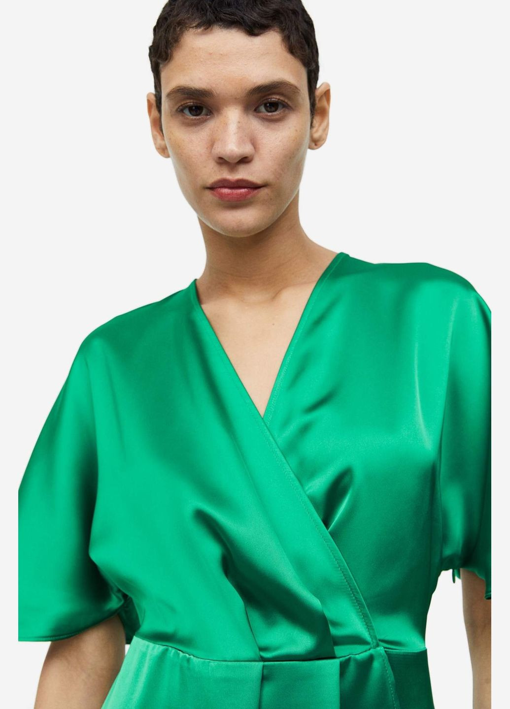 Изумрудное кэжуал платье H&M однотонное