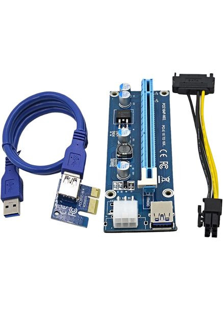 Райзер PCIE x1 to 16x 60cm USB 3.0 Cable SATA to 6Pin Power v.006C (RX-riser-006c 6 pin) Dynamode pci-e x1 to 16x 60cm usb 3.0 cable sata to 6pin po (290193905)