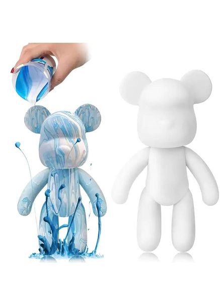 Флюїдний ведмедик зроби сам DIY Creative Fluid Bear 23 см з фарбами 3 шт Набір розмальовка іграшка ведмежа для творчості No Brand (315703075)