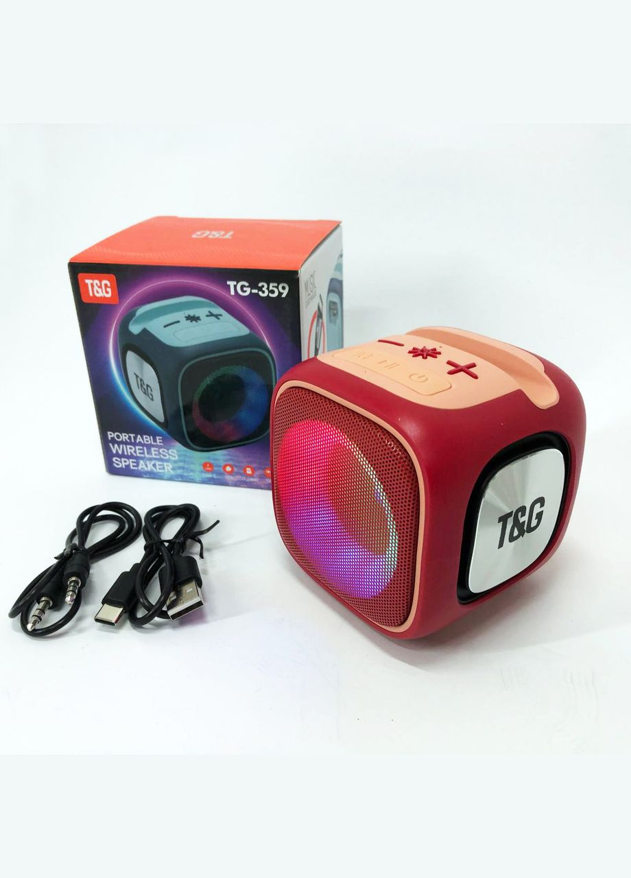 Портативная Bluetooth колонка TG359 7W с RGB подсветкой, Громкая блютузная колонка. Цвет: корасный No Brand (359475195)