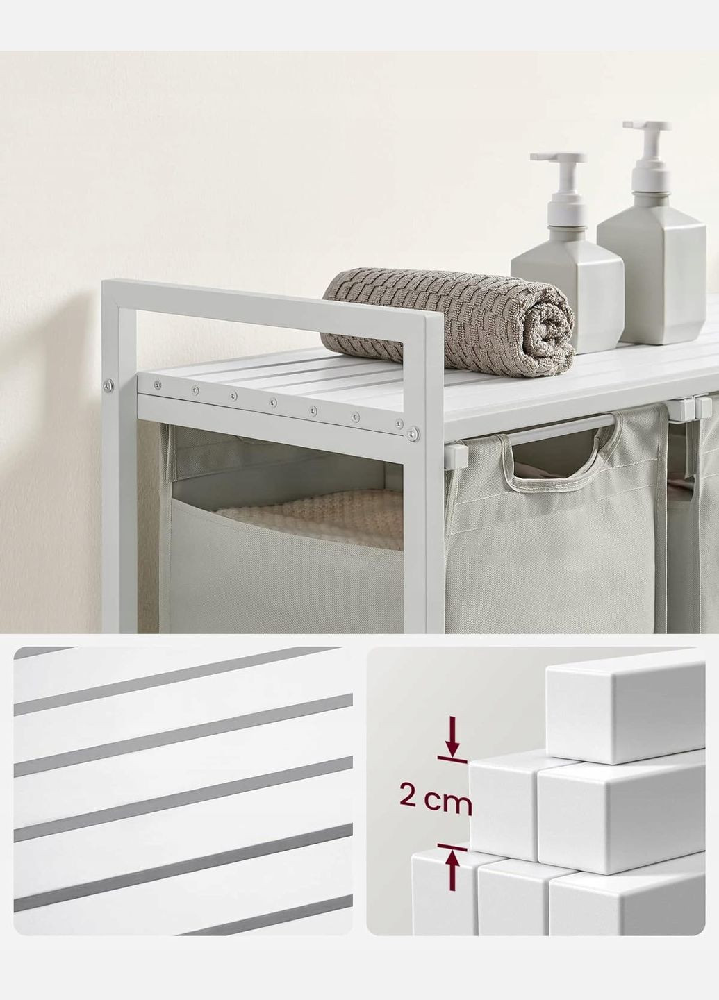 Корзина для белья Chariot с тремя отделениями 3 x 38л белая Leobert (301865795)