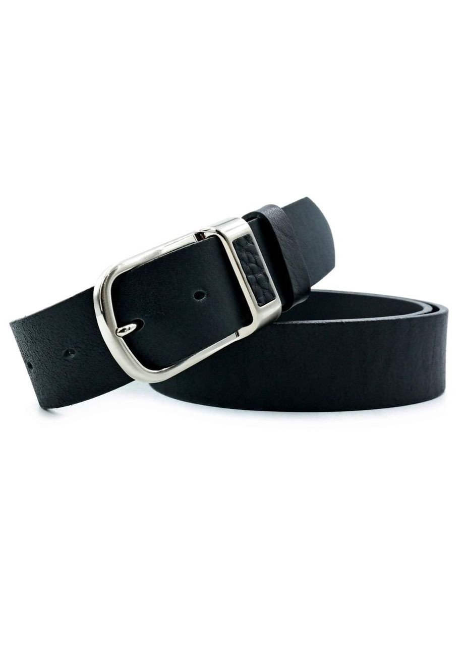 Шкіряний чоловічий ремінь 3,8 х 105-125 см Чорний Weatro (322594560)