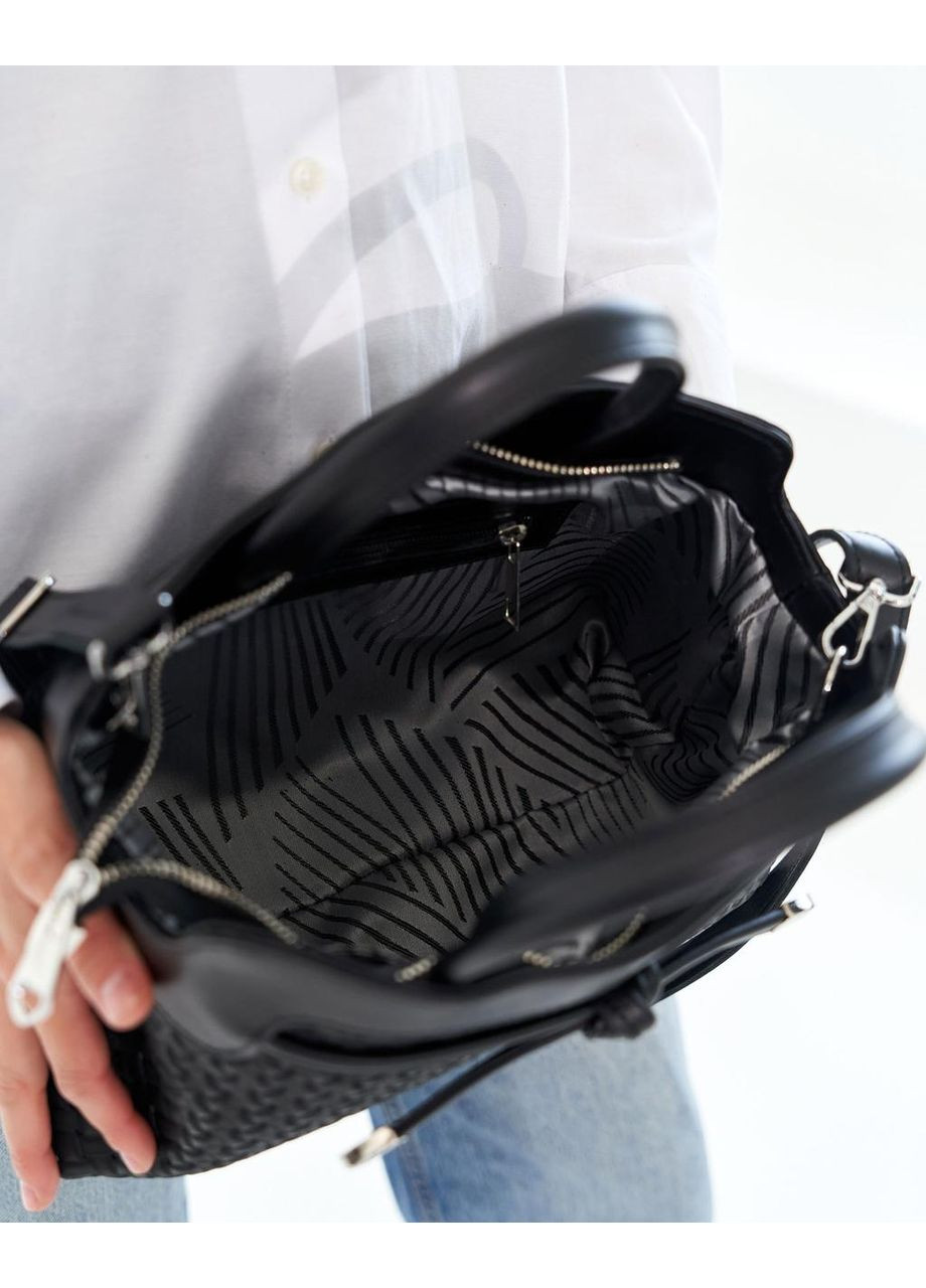 Кожаная женская сумка «Альта» черная плетеная Guris (362176813)