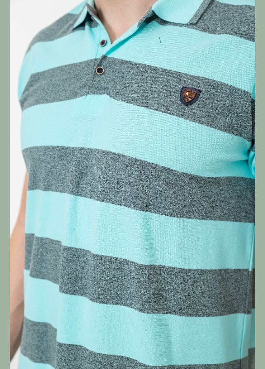 Бірюзова поло чоловіче в смужку чорно-сіре розмір m (sku_214r6187) з коротким рукавом No Brand