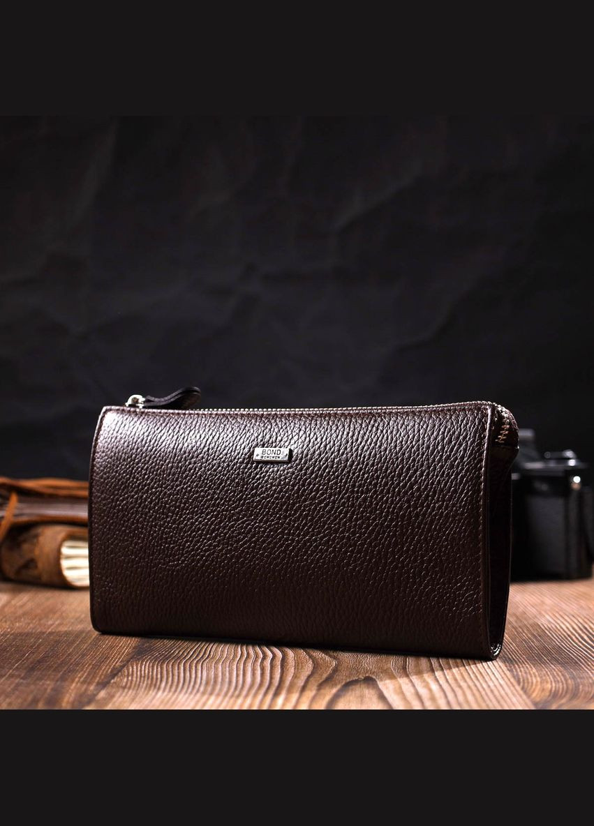 Практичный мужской клатч из натуральной кожи флотар 22051 Коричневый Bond (331910096)